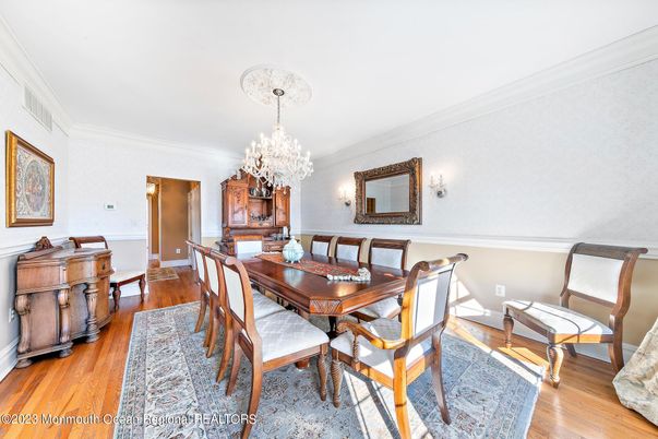 Chandelier, Dining room, Interior, Wood Texture Flooring