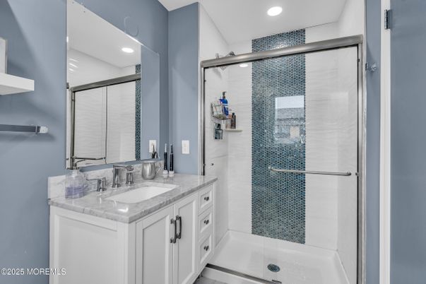 Bathroom, Glass Shower, Interior, Recessed Lighting