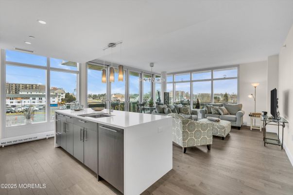 Dining room, Interior, Kitchen, Living room, Pendant Lights, Recessed Lighting, Wood Texture Flooring