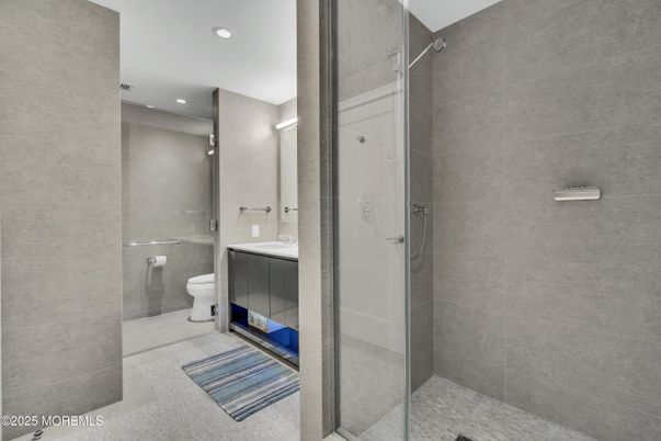 Bathroom, Glass Shower, Interior, Recessed Lighting