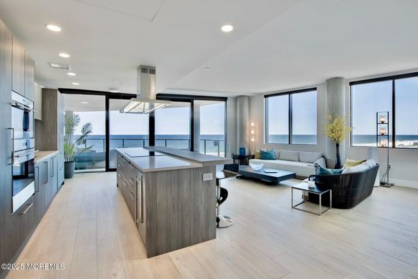 Interior, Kitchen, Living room, Recessed Lighting, Water, Wood Texture Flooring