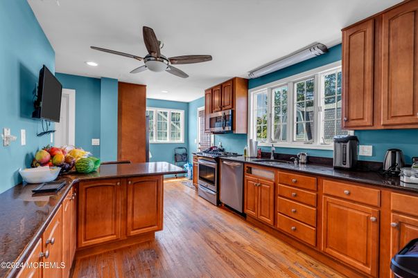 Interior, Kitchen, Recessed Lighting, Wood Texture Flooring