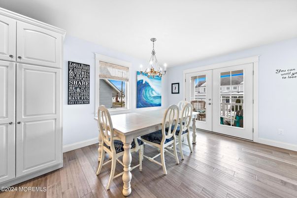Chandelier, Dining room, Interior, Pendant Lights, Wood Texture Flooring