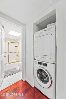 Bathroom, Interior, Utility Closets, Washer, Wood Texture Flooring