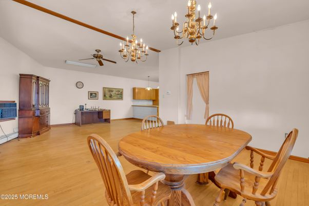 Chandelier, Dining room, Interior, Pendant Lights, Wood Texture Flooring
