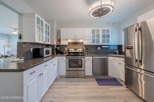 Interior, Kitchen, Stainless Steel Appliances, Wood Texture Flooring