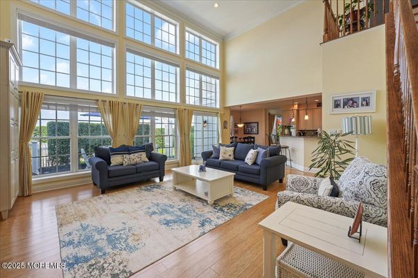 Interior, Living room, Pendant Lights, Wood Texture Flooring