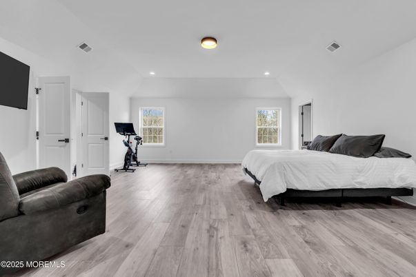 Bedroom, Fitness Equipment, Interior, Recessed Lighting, Wood Texture Flooring