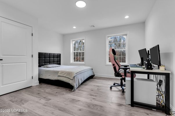 Bedroom, Home Office, Interior, Recessed Lighting, Wood Texture Flooring