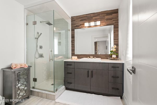 Bathroom, Glass Shower, Interior, Wooden Walls