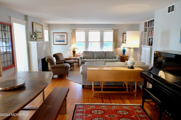Fireplace, Interior, Living room, Piano, Wood Texture Flooring