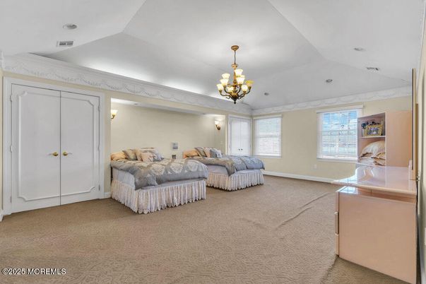 Bedroom, Chandelier, Interior