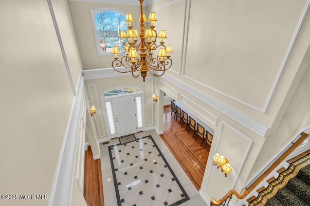 Chandelier, Interior, Wood Texture Flooring