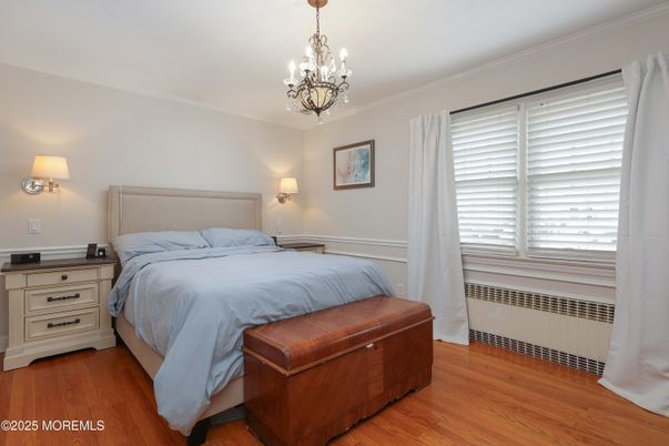 Bedroom, Chandelier, Interior, Wood Texture Flooring