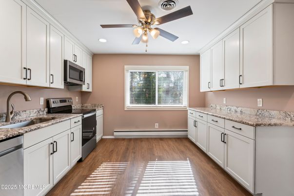 Interior, Kitchen, Recessed Lighting, Wood Texture Flooring