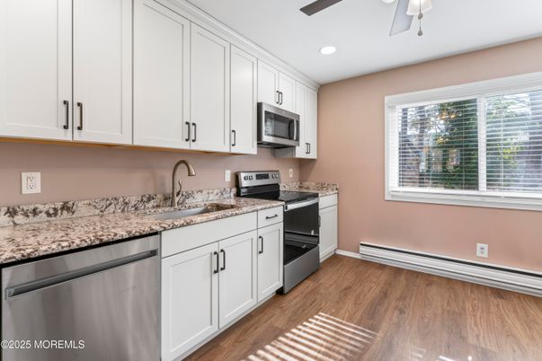 Interior, Kitchen, Recessed Lighting, Wood Texture Flooring