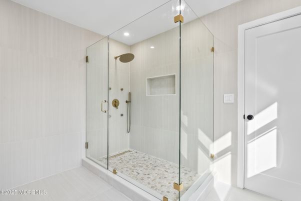 Bathroom, Glass Shower, Interior, Recessed Lighting