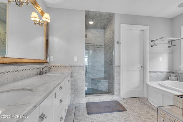 Bathroom, Dual Sink Vanities, Glass Shower, Interior, Recessed Lighting