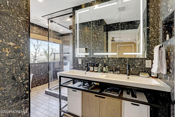 Bathroom, Dual Sink Vanities, Glass Shower, Interior