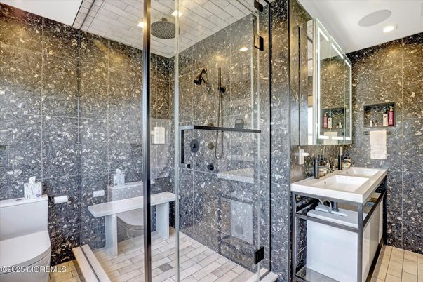 Bathroom, Glass Shower, Interior, Recessed Lighting