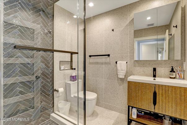 Bathroom, Glass Shower, Interior, Recessed Lighting