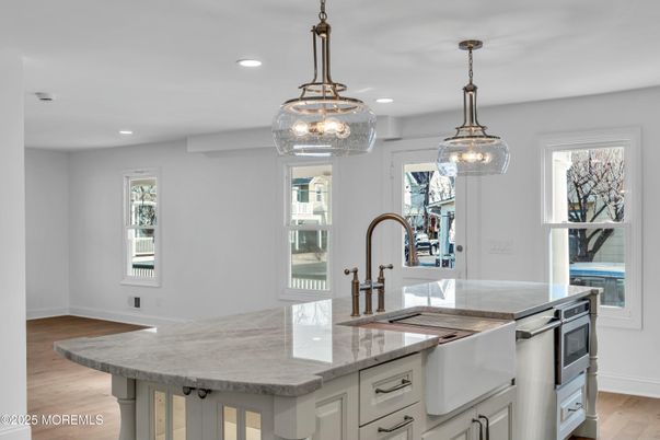 Chandelier, Interior, Kitchen, Pendant Lights, Recessed Lighting, Wood Texture Flooring