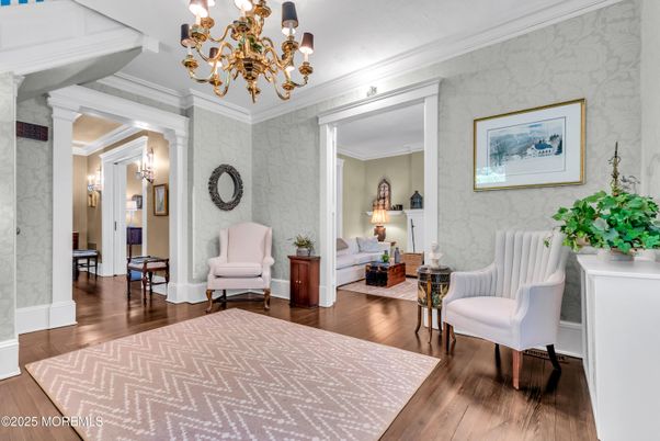 Chandelier, Interior, Living room, Wood Texture Flooring