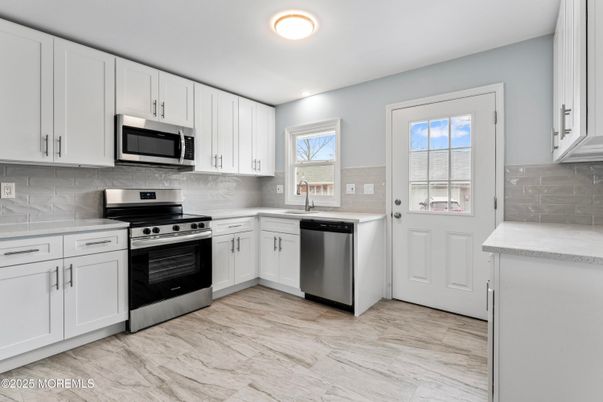 Interior, Kitchen, Stainless Steel Appliances, Wood Texture Flooring