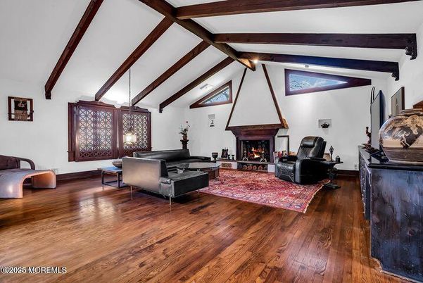Fireplace, Interior, Living room, Wooden Beams, Wood Texture Flooring