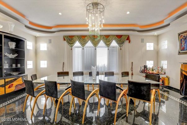 Chandelier, Dining room, Interior, Recessed Lighting