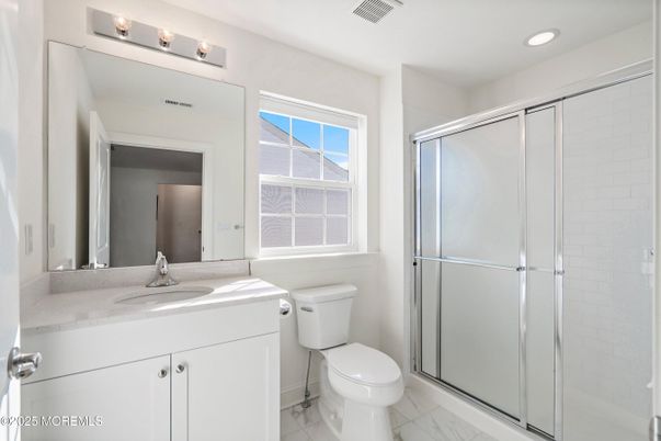 Bathroom, Glass Shower, Interior, Marble, Recessed Lighting