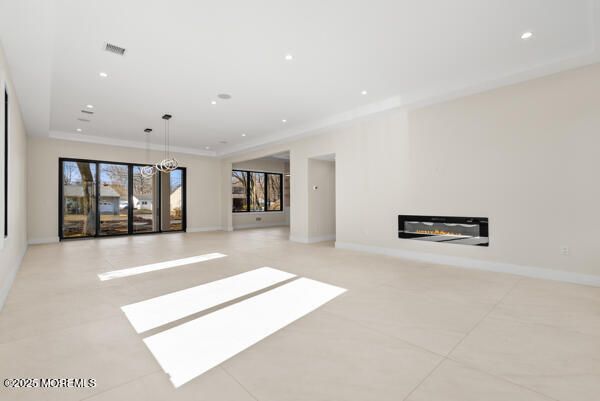 Empty room, Fireplace, Interior, Pendant Lights, Recessed Lighting