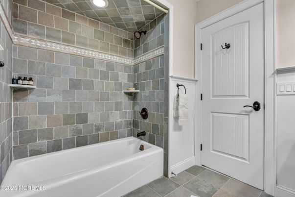 Bathroom, Interior, Recessed Lighting, Stone Walls