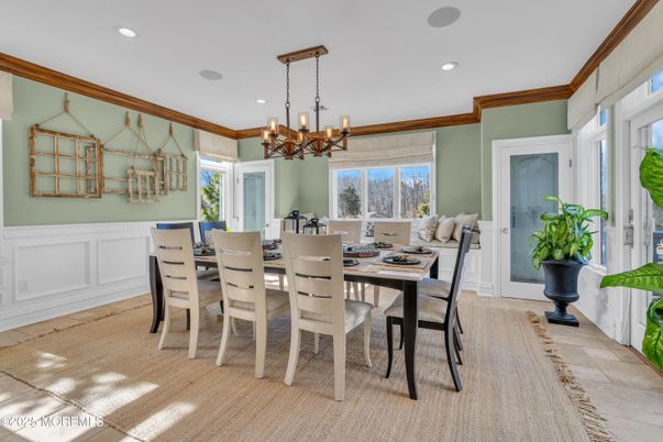 Chandelier, Dining room, Interior, Recessed Lighting