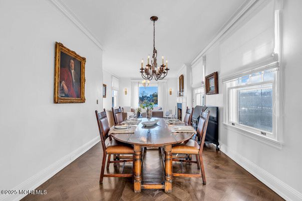 Chandelier, Dining room, Interior, Wood Texture Flooring