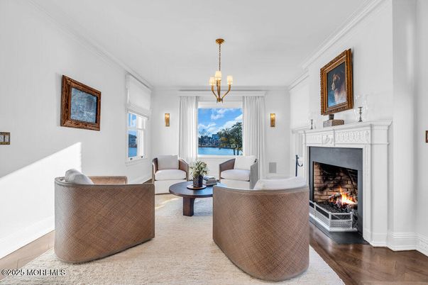 Chandelier, Fireplace, Interior, Living room, Pendant Lights, Wood Texture Flooring