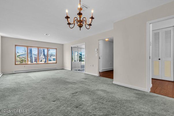Chandelier, Empty room, Interior, Wood Texture Flooring