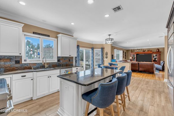 Dining room, Interior, Kitchen, Living room, Recessed Lighting, Wood Texture Flooring