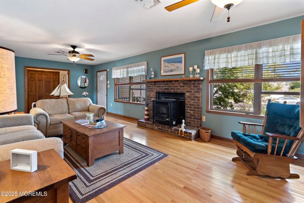 Fireplace, Interior, Living room, Stone Walls, Wood Texture Flooring