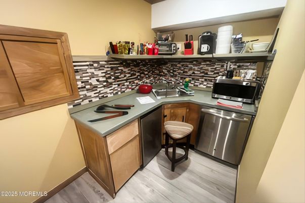Interior, Kitchen, Stainless Steel Appliances, Wood Texture Flooring