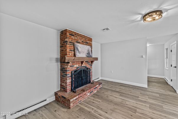 Fireplace, Interior, Stone Walls, Wood Texture Flooring