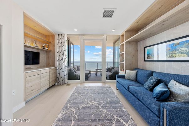 Interior, Living room, Recessed Lighting, Water, Wooden Ceilings, Wood Texture Flooring