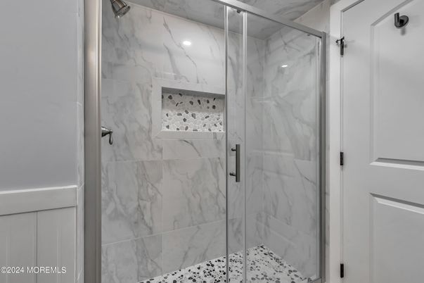 Bathroom, Glass Shower, Interior, Marble Walls