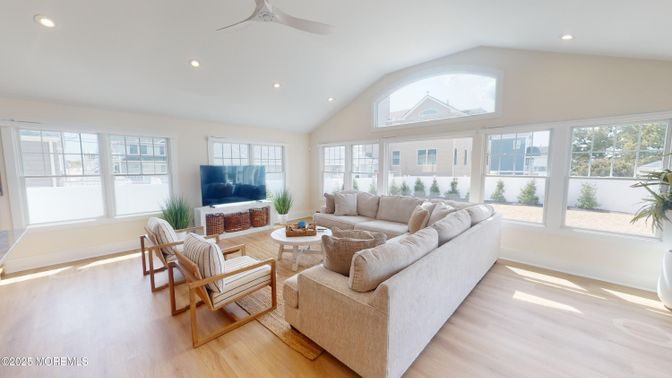 Interior, Living room, Recessed Lighting, Wood Texture Flooring