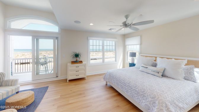 Bedroom, Interior, Recessed Lighting, Water, Wood Texture Flooring