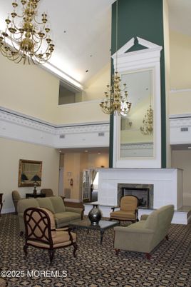 Chandelier, Fireplace, Interior, Living room, Recessed Lighting