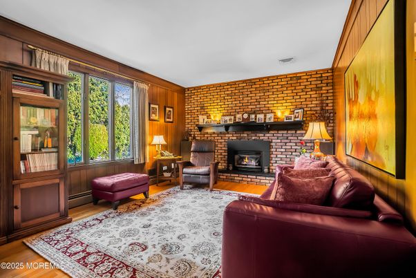 Fireplace, Interior, Living room, Stone Walls, Wood Texture Flooring