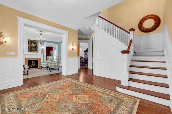 Chandelier, Fireplace, Interior, Wood Texture Flooring