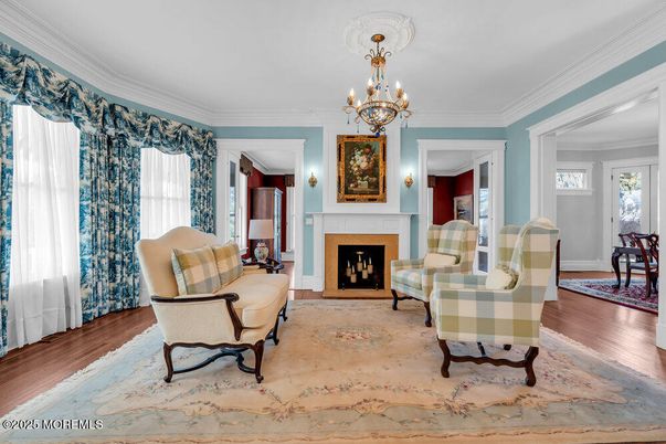 Chandelier, Fireplace, Interior, Living room, Wood Texture Flooring