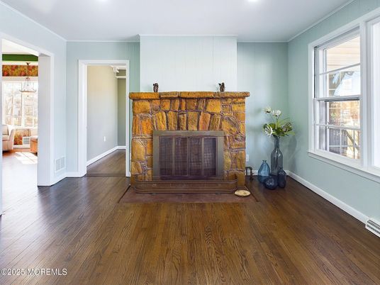 Fireplace, Interior, Recessed Lighting, Wood Texture Flooring
